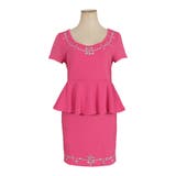 【ピンク】 | ビジュー付きペプラムワンピース/520089 | JULIA BOUTIQUE