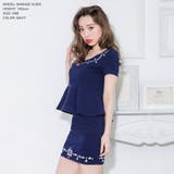 【ネイビー】 | ビジュー付きペプラムワンピース/520089 | JULIA BOUTIQUE