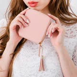 【ピンク】 | タッセル付きファスナー二つ折りウォレット・財布 [550014] | JULIA BOUTIQUE