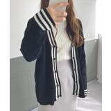 【ブラック】 | 【LASOA】ラインニットカーディガン/L00006 | JULIA BOUTIQUE