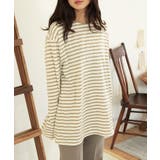 【ベージュ】 | 【LASOA】ソフトタッチ長袖ボーダートップス/L00023 | JULIA BOUTIQUE