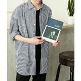 【ネイビー】 | 【LASOA】ストライプオーバーシャツ/L00027 | JULIA BOUTIQUE