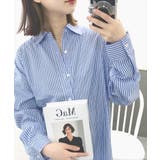 【ブルー】 | 【LASOA】ストライプオーバーシャツ/L00027 | JULIA BOUTIQUE