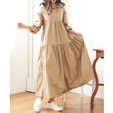 【ベージュ】 | 【LASOA】フード付ティアードフリルシャツワンピース/L00053 | JULIA BOUTIQUE