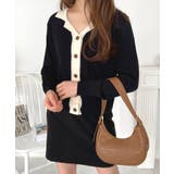 【ブラック】 | 【LASOA】パイピングポロシャツニットカーディガントップス/L00078 | JULIA BOUTIQUE