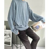 【ブルー】 | 【LASOA】ローゲージリブニットトップス/L00082 | JULIA BOUTIQUE