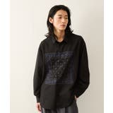 ブラック(01) | ワイドフィットリリーフ刺繍レギュラーカラーシャツ | JUNRED