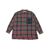 ネイビー(40) | アザーチェックコンビシャツ | JUNRED