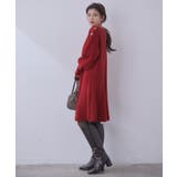 【WEB限定】クラシカル肩釦ニットミニ丈ワンピース | VIS  | 詳細画像9 