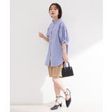 【WEB限定】スタンドフリルストライプ5分袖ブラウス | VIS  | 詳細画像31 