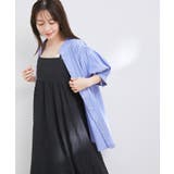 【WEB限定】スタンドフリルストライプ5分袖ブラウス | VIS  | 詳細画像6 