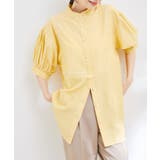 イエロー(80) | 【WEB限定】スタンドフリルストライプ5分袖ブラウス | VIS 