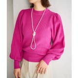 ピンク系(65) | 【WEB限定】ふんわりボリューム袖クルーネック畦編みニットプルオーバー | VIS