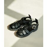 ブラック(01) | リサイクルフェイクレザーボリュームソールグルカサンダル | VIS 