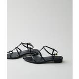 ブラック(01) | ボーンアンクルストラップフラットサンダル | VIS 