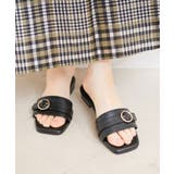 ブラック(01) | メタルバックルフラットサンダル | VIS 