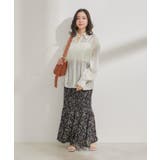 【セットアップ対応】花柄シャーリングロングスカート | VIS  | 詳細画像10 