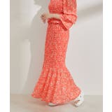 【セットアップ対応】花柄シャーリングロングスカート | VIS  | 詳細画像2 