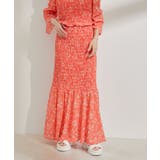 【セットアップ対応】花柄シャーリングロングスカート | VIS  | 詳細画像3 