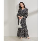 【セットアップ対応】花柄シャーリングロングスカート | VIS  | 詳細画像9 