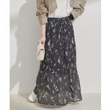 柄＆無地アソートシャーリングティアードスカート | VIS  | 詳細画像1 