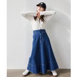 バックレースアップフレアデニムスカート/イージーケア | VIS  | 詳細画像1 