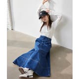 バックレースアップフレアデニムスカート/イージーケア | VIS  | 詳細画像13 