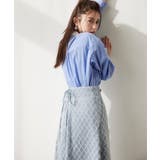 ブルー系(47) | バックレースアップフレアデニムスカート/イージーケア | VIS 