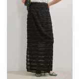 【洗える】フリンジジャガードスリット入りロングスカート | VIS  | 詳細画像12 