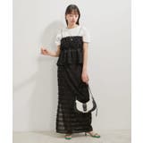 【洗える】フリンジジャガードスリット入りロングスカート | VIS  | 詳細画像9 