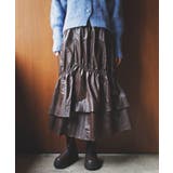 ダークブラウン系(21) | チンツ加工ギャザーロングスカート | VIS 