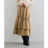 ベージュ(27) | チンツ加工ギャザーロングスカート | VIS 