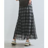 【洗える】チュールプリントチェックスカート | VIS  | 詳細画像11 