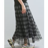 【洗える】チュールプリントチェックスカート | VIS  | 詳細画像12 