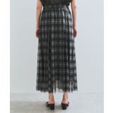 【洗える】チュールプリントチェックスカート | VIS  | 詳細画像15 