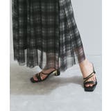 【洗える】チュールプリントチェックスカート | VIS  | 詳細画像18 