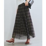 【洗える】チュールプリントチェックスカート | VIS  | 詳細画像6 