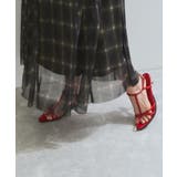 【洗える】チュールプリントチェックスカート | VIS  | 詳細画像7 