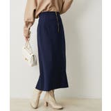 ネイビー(40) | 【防シワ・洗える】ファスナーIラインスカート | VIS 