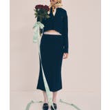 ネイビー(40) | VIS別注モデルローズ刺繍ポロケーブルニットスカート | VIS