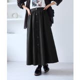 ブラック(01) | 【WEB限定】フロントボタンフレアスカート | VIS 