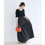 ブラック(01) | 前後2WAY異素材ドッキングワンピース | VIS 