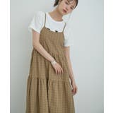 ブラウン(22) | 【洗える】ぽこぽこチェック柄ティアードキャミワンピース | VIS