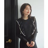 ブラック(01) | 配色がアクセント。フリルニットワンピース | VIS 