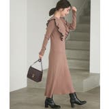 ブラウン系(24) | 配色がアクセント。フリルニットワンピース | VIS 