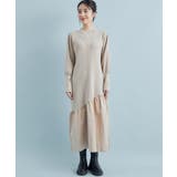 【星玲奈さんコラボ】スリーブコンシャスアシンメトリー切り替えニットワンピース | VIS | 詳細画像13