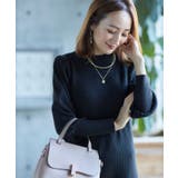 【星玲奈さんコラボ】スリーブコンシャスアシンメトリー切り替えニットワンピース | VIS | 詳細画像2