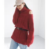 【洗える】オフショルケーブル編みミニワンピース | VIS  | 詳細画像1 