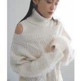 【洗える】オフショルケーブル編みミニワンピース | VIS  | 詳細画像13 