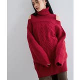 【洗える】オフショルケーブル編みミニワンピース | VIS  | 詳細画像17 